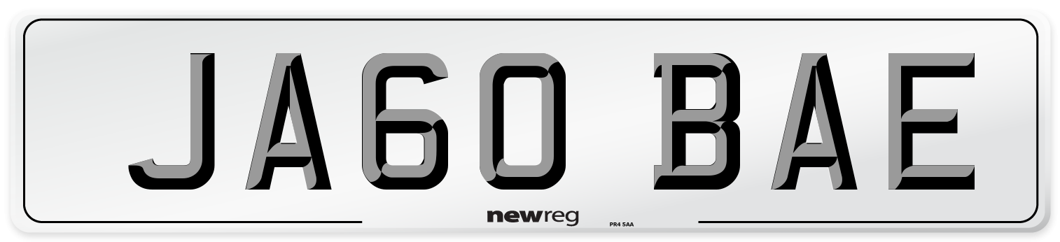 JA60 BAE Number Plate from New Reg